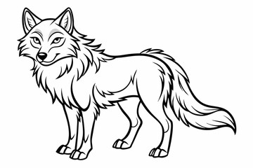 coloring page line art the wolf vector
