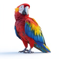 Fototapeta premium Stunning scarlet macaw, vibrant plumage, tropical bird, isolated white background A Vibrant Parrot
