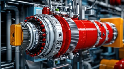 A professional studio shot highlights a nitrogen propulsion system in a futuristic vehicle model, with a sleek metallic background enhancing its role