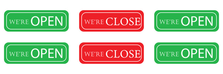 open and close icon set. open and close hanger board icons on transparent background. open close sign on wooden board. open and close board symbol hanging in shop, restaurant, vector illustration .