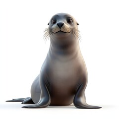A charming 3D rendered image of a sea lion, sitting and looking directly at the camera Majestic Seal Lion