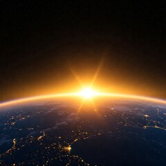 Obraz premium Planet earth in outer space. Planet earth with sunrise in space