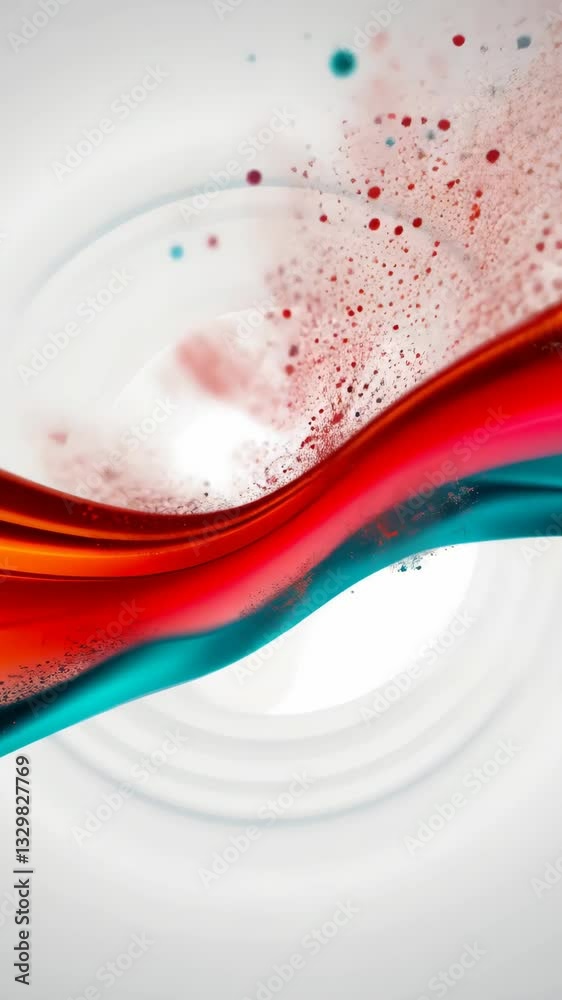 Poster A white background with a colorful wave in the middle. The wave is made up of red and blue colors