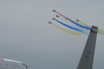 Fighter aircraft performance exhibition in Bangkok, Thailand, photographed on March 7, 2025.