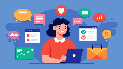 Fototapeta premium By studying engagement data a designer creates personalized recommendations for users on an ecommerce platform.. Vector illustration