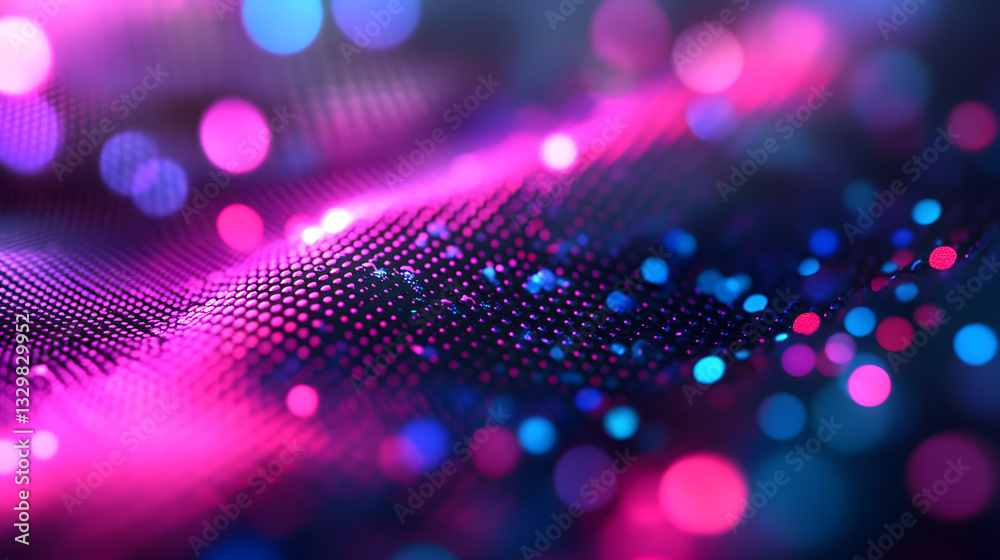 Poster soft pink and blue background displaying a smooth iso-grid pattern in an abstract art piece creating