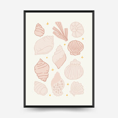 Abstract childlike summer vibe posters template. Modern trendy minimal style. Hand drawn Rounded design for wallpaper, wall decor, print, postcard, cover, template, banner.