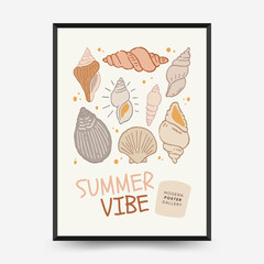 Abstract childlike summer vibe posters template. Modern trendy minimal style. Hand drawn Rounded design for wallpaper, wall decor, print, postcard, cover, template, banner.