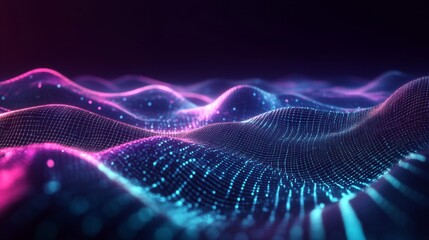 Abstract Pink Blue Digital Wave Background