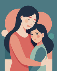 Obraz premium Mother's Day: A Modern Embrace of Love and Family Hug Art Care Bond 