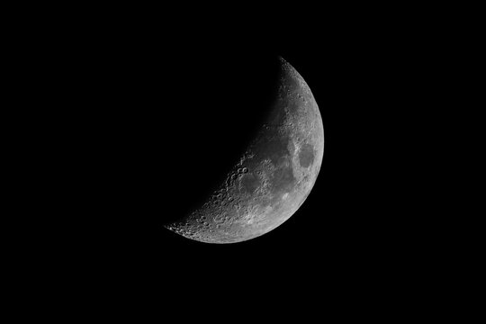 Close-up of crescent moon, waxing gibbous