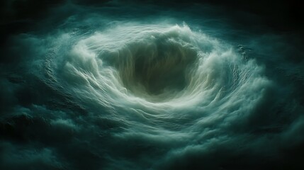Dark swirling clouds form a vortex abyss