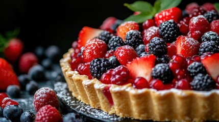 Delicious Berry Tart: A Close-Up of a Sweet Pastry