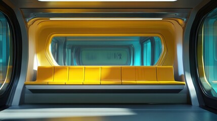 Fototapeta premium Dynamic Urban Subway Train Interior Mockup