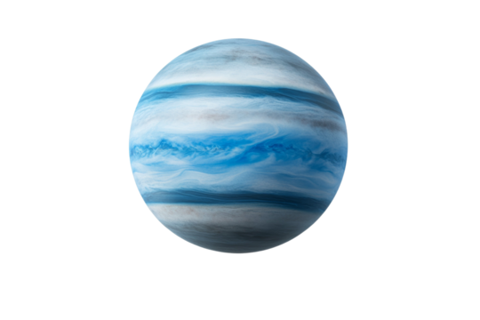 Large blue and white planet in space, isolated