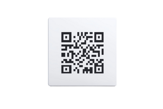 White and black QR code with black and white squares, isolated