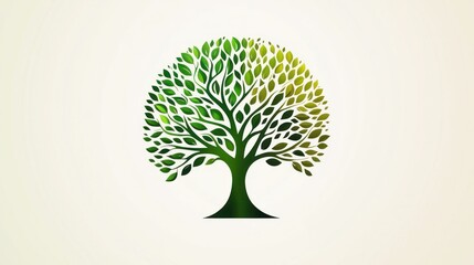 Obraz premium A tree-shaped logo with abstract branches and green gradients, symbolizing growth and sustainability.