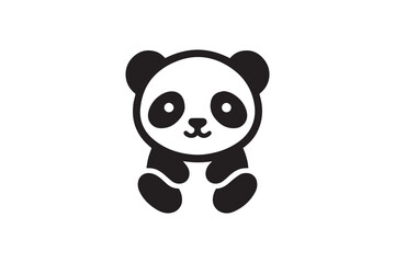 Obraz premium simple and subtle vector silhouette of baby cute panda in black and white, set against a white background