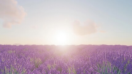 Fototapeta premium Serene Sunset over a Lavender Field