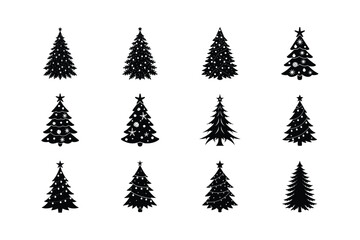 Obraz premium Christmas tree silhouette vector Bundle