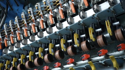Fototapeta premium Coarse cotton factory in spinning production line and a rotating machinery and equipment production company