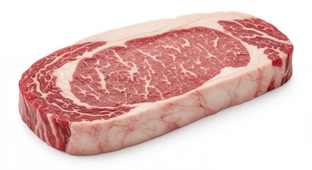 Fototapeta premium Raw Ribeye Steak Ready to Grill with Rich Marbling Texture