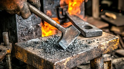 Close-up of closed-die forging process showcasing modern metalworking techniques