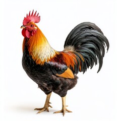 Fototapeta premium Rooster standing proudly against a plain white background