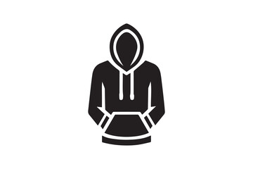 simple and subtle vector silhouette of Hoodie in black and white, set against a white background