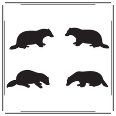 Badger silhouette, Badger illustration , Badger clipart, Badger vector , Badger icon , black Badger ,Badger illustration on white background, Badger vector illustration ,