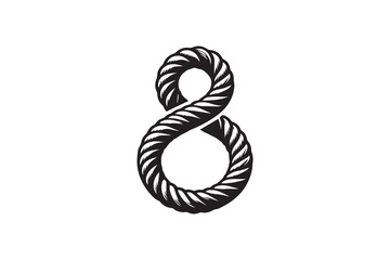 Fototapeta premium simple and subtle vector silhouette of rope in black and white, set against a white background