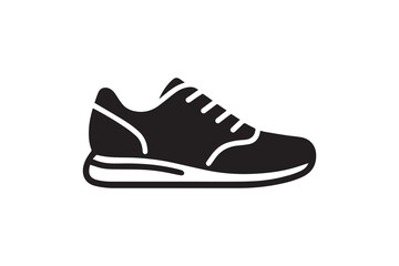 simple and subtle vector silhouette of shoe in black and white, set against a white background
