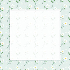 Floral pastel green cute birthday card template with frame and poster background.