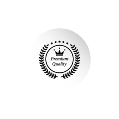 Trendy black badge - premium, guaranteed quality on a checkerboard transparent background