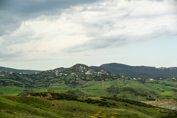 Driving through lush landscape in Morocco