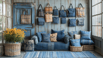  diy upcycled denim wallpaper,