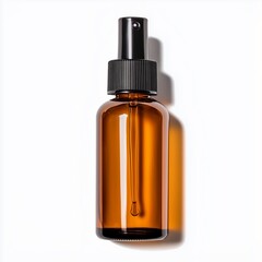 Fototapeta premium Glowing Tan Lotion on White background .Minimalist mockup of skincare , spray bottle for cosmetic packaging design , bottle mockup