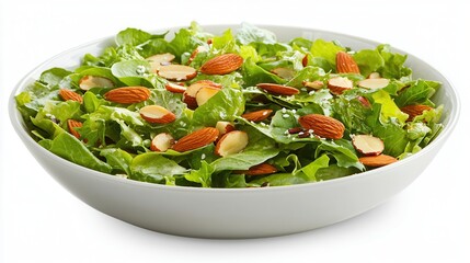 Fresh Green Salad with Toasted Almonds and Sesame Seeds