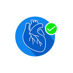 Good heart health tick medical icon sign symbol design vector