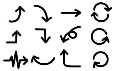 手描きの矢印セット　色々な手書きの矢印