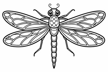 coloring page line art the dragonfly black vector