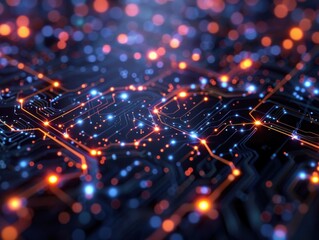 Computer chip with many small lights on it