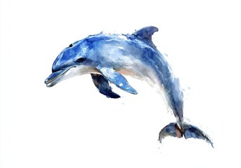 Fototapeta premium Playful Dolphin Swimming in Clear Ocean Water with Splash Effects