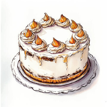 watercolor copic marker concept sketch ofm Opera Cake