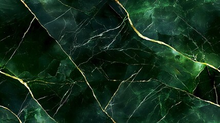 Dark green marble texture with golden veins creating elegant natural pattern on polished stone surface. Luxury material for interior design.