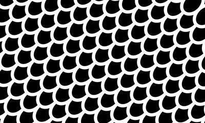 Fish, mermaid, dragon scales pattern. Black and white minimal background.