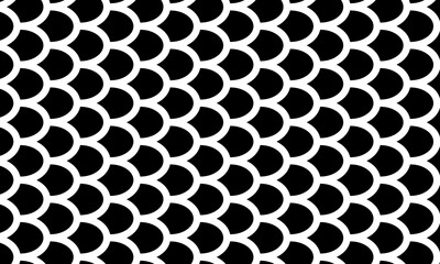 Fish, mermaid, dragon scales pattern. Abstract japanese geometric monochrome background.