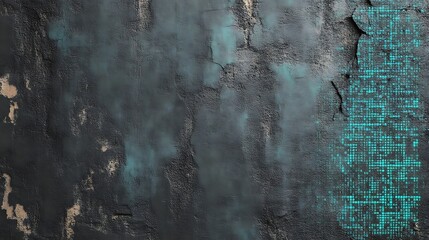 Abstract Dark Textured Background With Teal Code