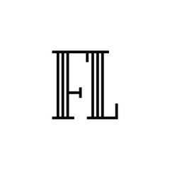FL monogram logo design letter text name symbol monochrome logotype alphabet character simple logo