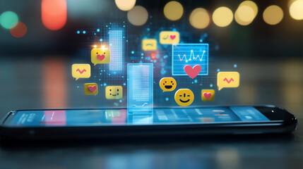 mobile phone with social media icons